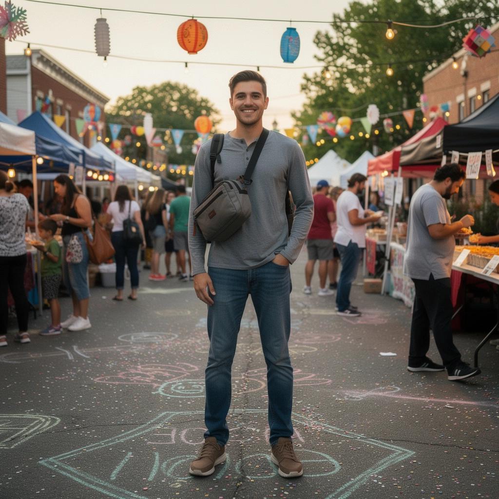 Grupa osób ciesząca się wspólnym spacerem po parku miejskim.